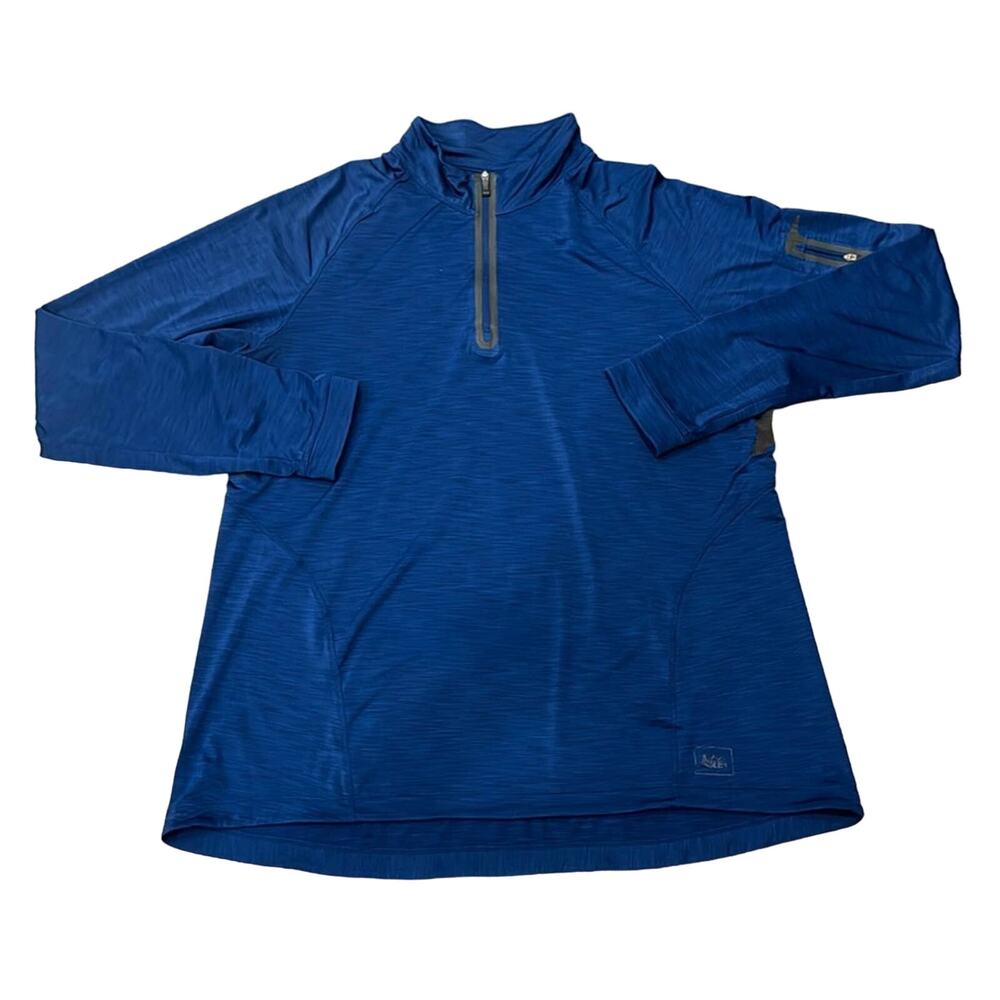 REI Women's Quarter Zip Long Sleeve Shirt Blue Black Space Dye Size XL
